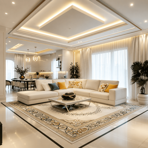 کناف مدرن با خطوط نوری مینیمال